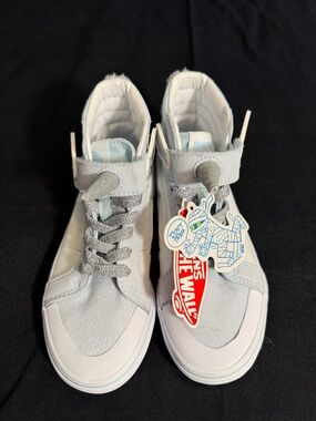 Vans Kids High-Top Sneakers in Light Gray and White